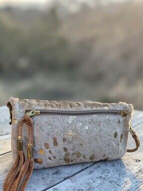 Boho Metallic Calfhair Crossbody Bag